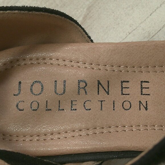 Journee Collection Foster Retro Pin up Style Black Almond Toe Pump Heels Size 10 - Picture 4 of 12